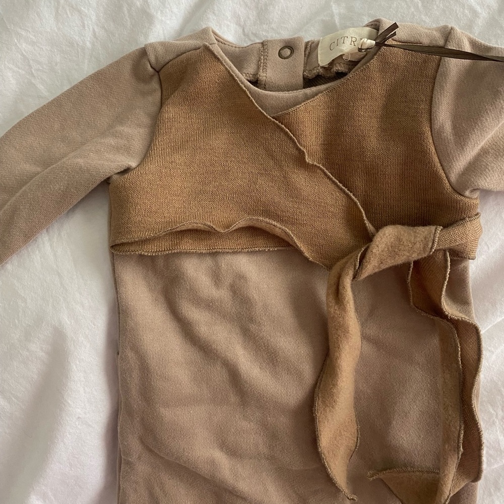 Citrine layette couture baby onesie